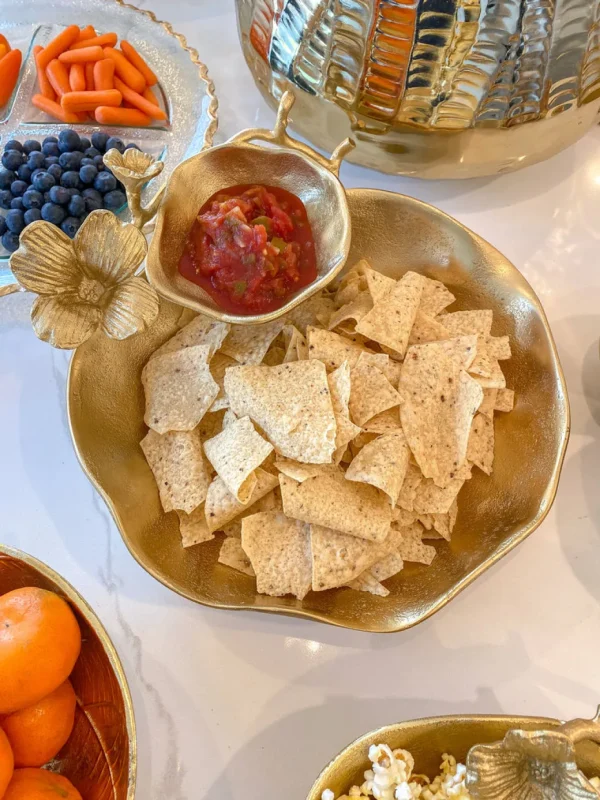 Inspire Me! Home Decor Two Tier Chip And Dip Gold Floral Bowl