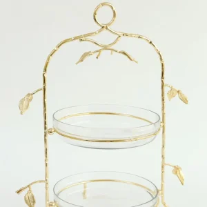 Inspire Me! Home Decor Two-Tiered Gold Leaf Serving Display