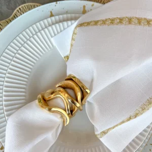 Inspire Me! Home Decor Wavy Stacked Napkin Ring (2 Colors) Gold