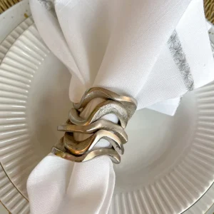 Inspire Me! Home Decor Wavy Stacked Napkin Ring (2 Colors) Gold