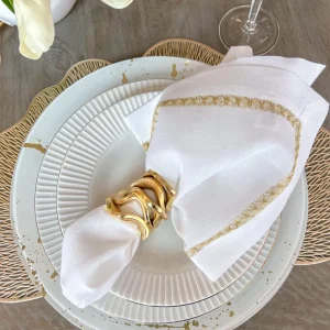 Inspire Me! Home Decor Wavy Stacked Napkin Ring (2 Colors) Gold