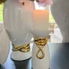 Inspire Me! Home Decor White Ceramic Candle Holder With Gold Elegant Details (2 Sizes)