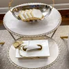 Inspire Me! Home Decor White Marble Hexagon Coasters W/ Gold Edge