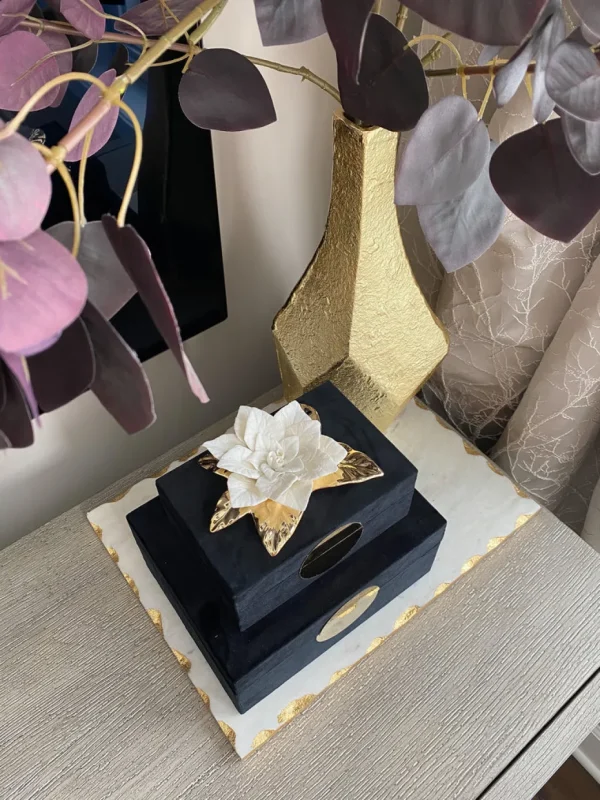 Inspire Me! Home Decor White And Gold Flower Decor