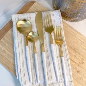 Inspire Me! Home Decor White And Gold Flatware Set