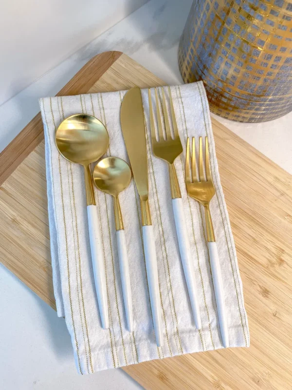 Inspire Me! Home Decor White And Gold Flatware Set