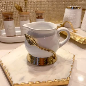 Inspire Me! Home Decor White And Gold Leaf Milk Dispenser