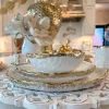 Inspire Me! Home Decor White And Gold Ombre Dinner Set