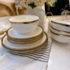 Inspire Me! Home Decor White And Gold Rimmed Porcelain Dinner Set ( 12 Piece Set )