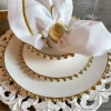 Inspire Me! Home Decor White And Gold Beaded Dinner Set