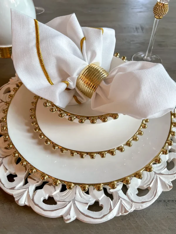 Inspire Me! Home Decor White And Gold Beaded Dinner Set