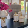 Inspire Me! Home Decor White Ceramic Lidded Jar With Gold Linear Detail (3 Sizes)