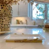 Inspire Me! Home Decor White Ceramic Tray With Gold Base And Leaf Detail