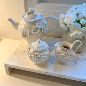 Inspire Me! Home Decor White Floral Tea Set (3 Items) Each Sold Individually KITCHEN