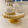 Inspire Me! Home Decor White Enameled Cake Stand With Metallic Edge (2 Colors) KITCHEN