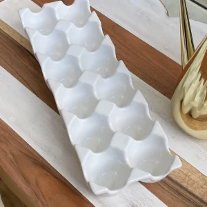 Inspire Me! Home Decor White Ceramic Egg Tray KITCHEN