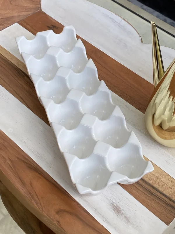 Inspire Me! Home Decor White Ceramic Egg Tray KITCHEN