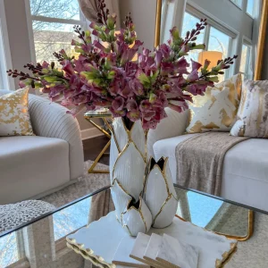 Inspire Me! Home Decor White & Gold Cluster Vase