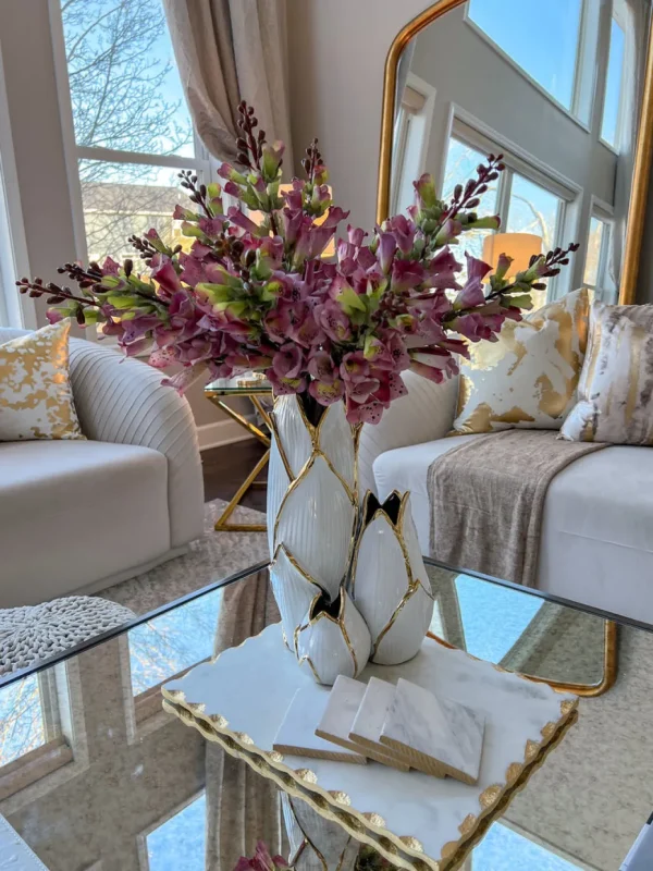 Inspire Me! Home Decor White & Gold Cluster Vase