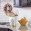 Inspire Me! Home Decor White Ceramic Utensil Holder With Gold Textured Details & Base ” From Pops Of Color Home Collection”