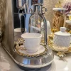 Inspire Me! Home Decor White And Gold Beaded Espresso Cup And Saucer