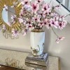 Inspire Me! Home Decor White & Gold Vase With White Floral Design