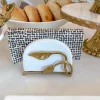 Inspire Me! Home Decor White Ceramic Napkin Holder With Gold Leaf