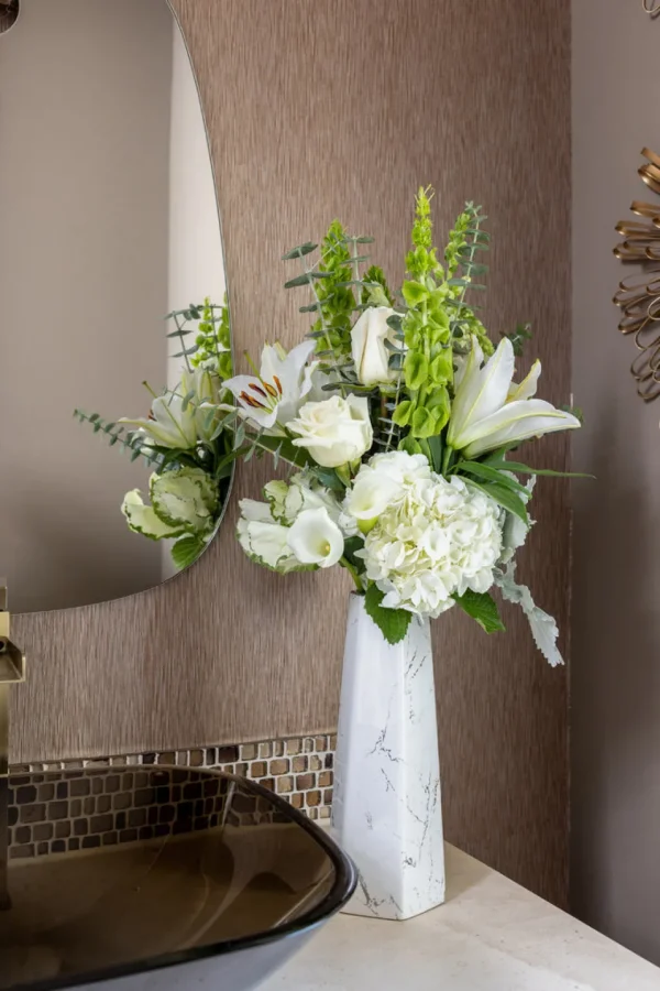 Inspire Me! Home Decor White And Silver Marble Design Vase ” From Pops Of Color Home Collection”