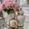 Inspire Me! Home Decor White And Gold Animal Print Ginger Jar (2 Sizes) Ginger Jars