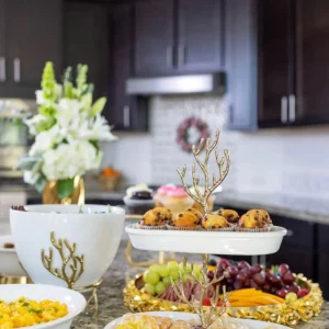 Inspire Me! Home Decor White Ceramic Two Tier Cake Stand With Gold Textured Details ” From Pops Of Color Home Collection”