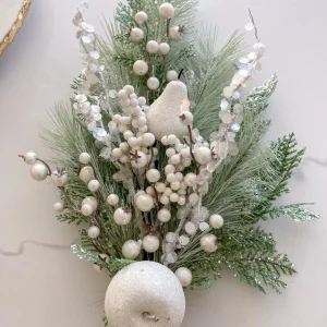 Inspire Me! Home Decor White Pine Spray With Apples & Berries Floral Stems