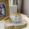 Inspire Me! Home Decor White Pumpkin Candle With Gold Top (2 Sizes)