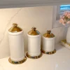 Inspire Me! Home Decor White Ceramic Jars With Gold Flower Lid (3 Sizes)