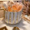 Inspire Me! Home Decor White And Gold Striped Bowl