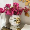 Inspire Me! Home Decor White And Gold Textured Ceramic Vase