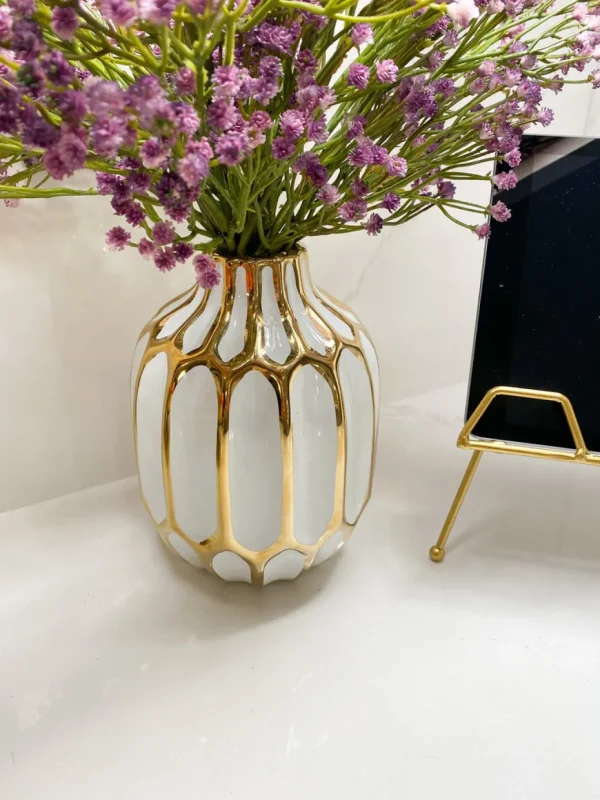 Inspire Me! Home Decor White And Gold Pattern Vase