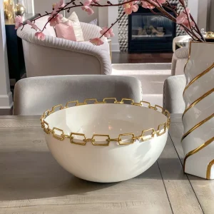 Inspire Me! Home Decor White Bowl With Chain Rim