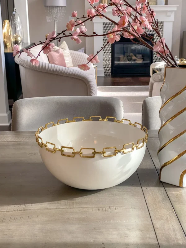 Inspire Me! Home Decor White Bowl With Chain Rim