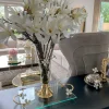 Inspire Me! Home Decor White Glass Vase With White Jeweled Flower Details