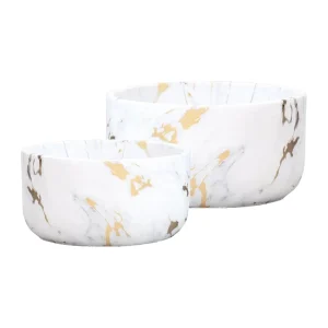 Inspire Me! Home Decor White Marble Design Bowl/Vase (2 Sizes)