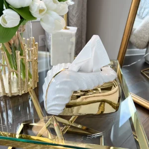 Inspire Me! Home Decor White & Gold Tissue Box Cover