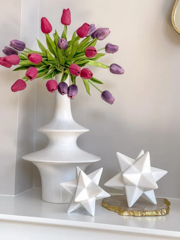 Inspire Me! Home Decor White 12 Point Star Sculptures (2 Sizes)