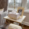 Inspire Me! Home Decor White Tissue Box Cover With Gold Leaf Design Base