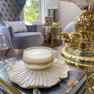 Inspire Me! Home Decor White Organic Lotus With Gold Edge