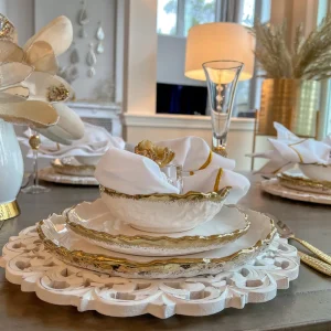 Inspire Me! Home Decor White And Gold Ombre Dinner Set