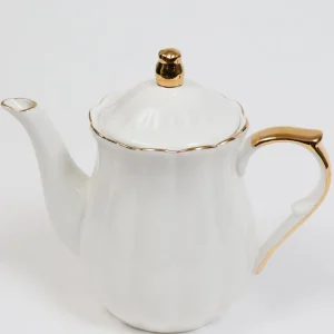 Inspire Me! Home Decor White & Gold Scallop Tea Pot