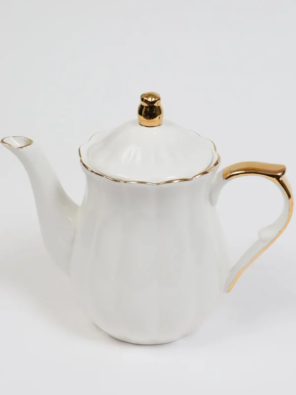 Inspire Me! Home Decor White & Gold Scallop Tea Pot