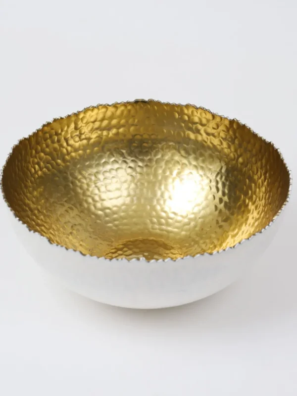 Inspire Me! Home Decor White And Gold Salad Bowl