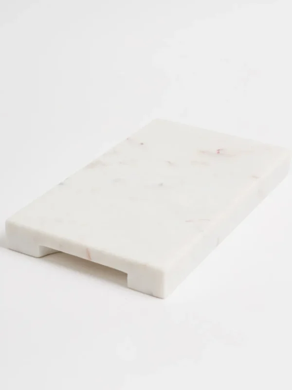 Inspire Me! Home Decor White Marble Rectangular Board With Grooved Handles