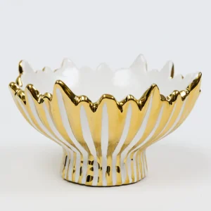 Inspire Me! Home Decor White & Gold Ceramic Spoon/Candle Holder